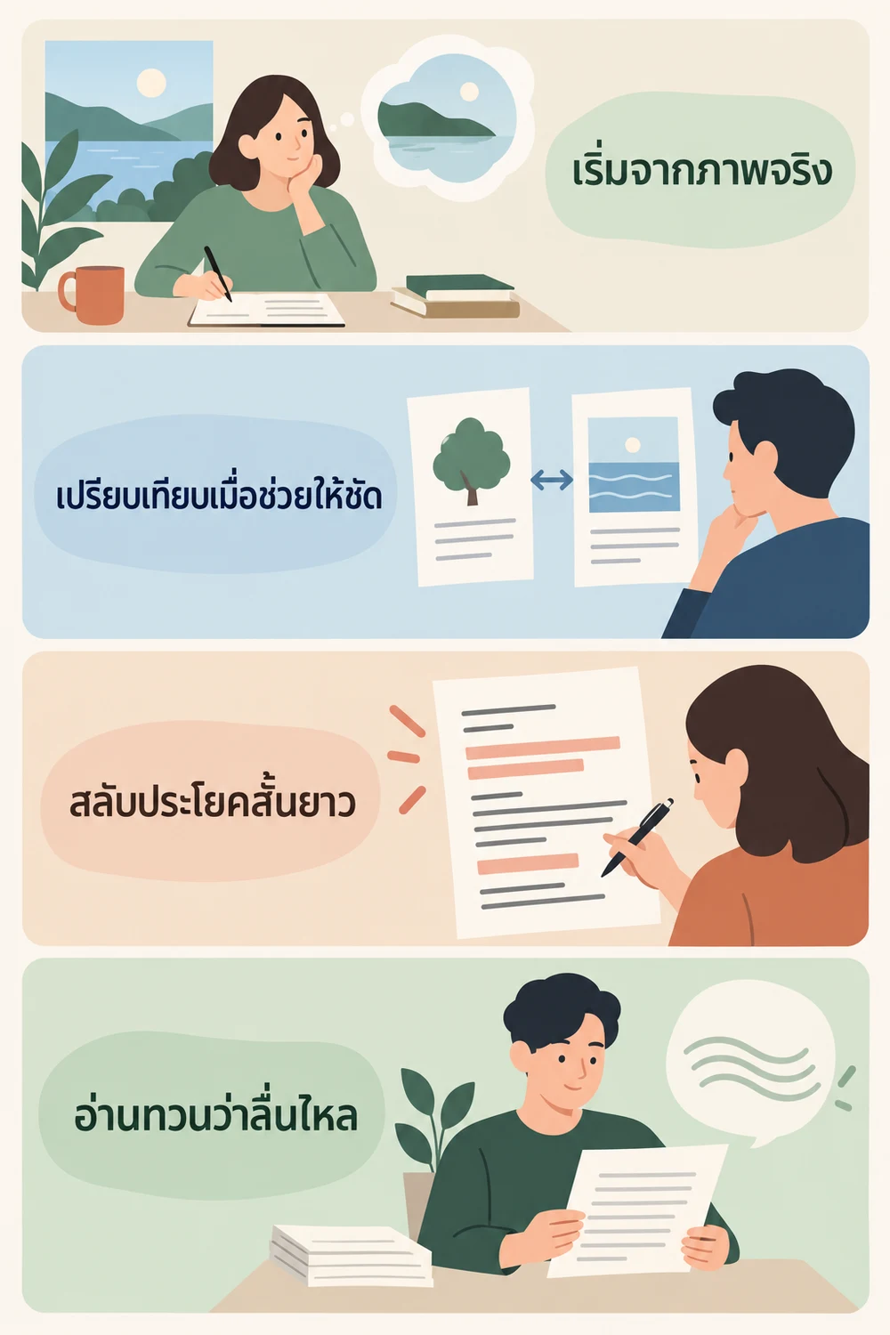 ใช้คำเปรียบเทียบและจังหวะประโยคอย่างไร