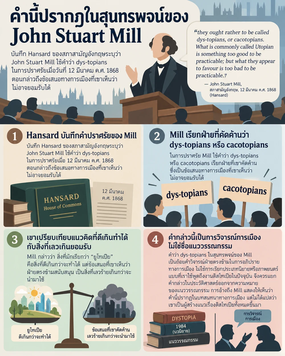 คำนี้ปรากฏในสุนทรพจน์ของ John Stuart Mill