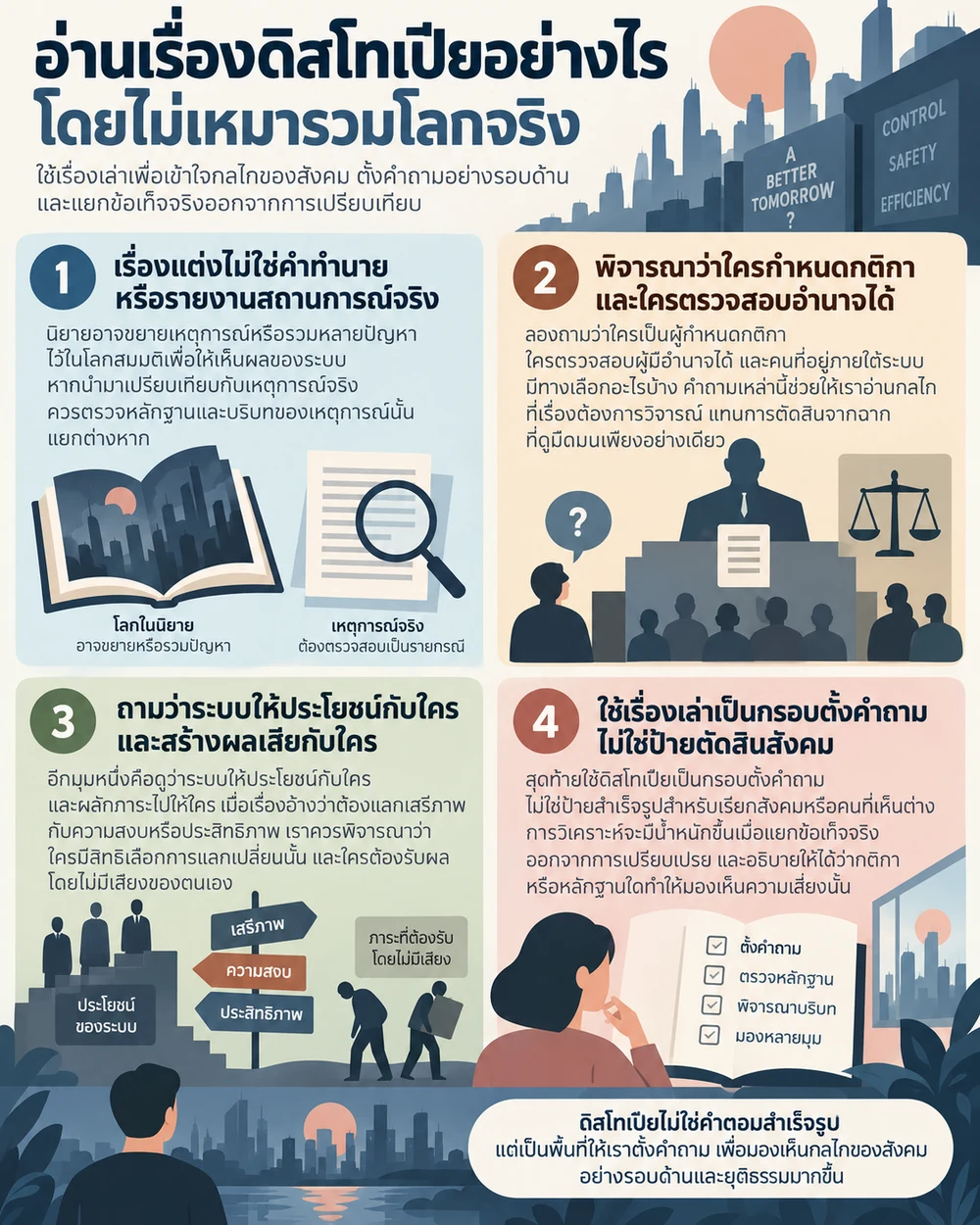 อ่านเรื่องดิสโทเปียอย่างไรโดยไม่เหมารวมโลกจริง