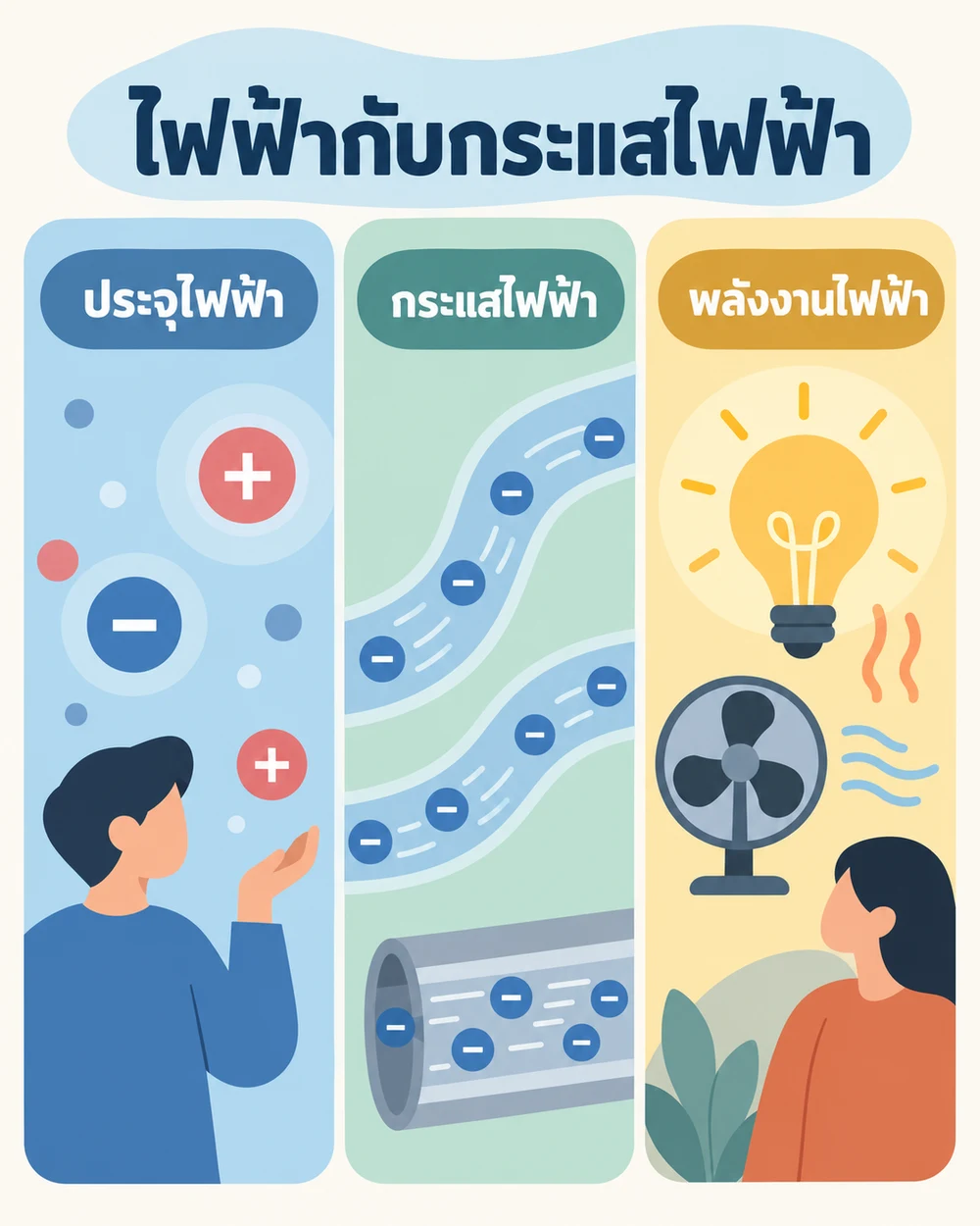 ไฟฟ้าและกระแสไฟฟ้าต่างกันอย่างไร