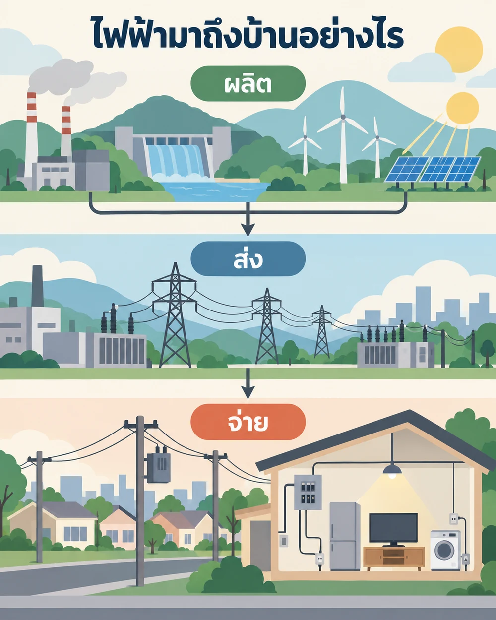 ไฟฟ้าที่ใช้ในบ้านมาจากไหน