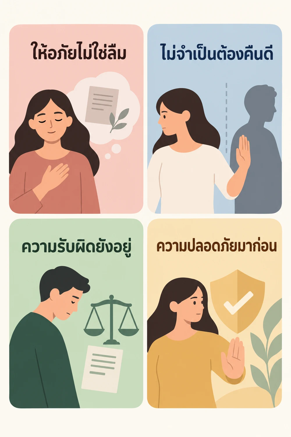การให้อภัยต่างจากการลืมหรือคืนดีอย่างไร