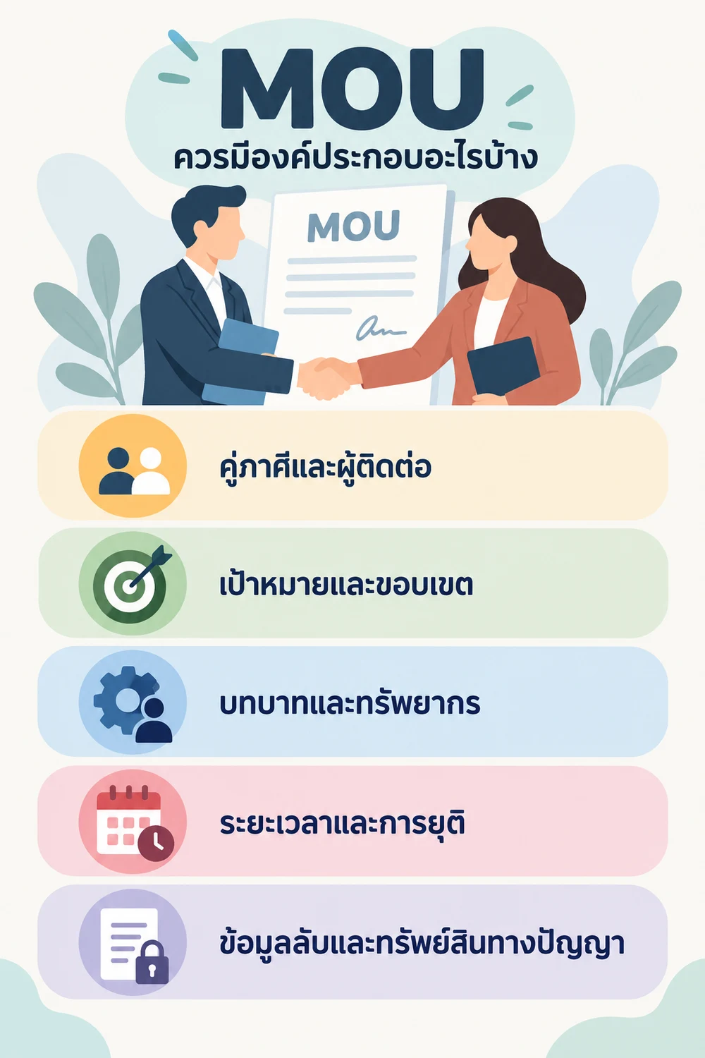 MOU ควรมีองค์ประกอบอะไรบ้าง