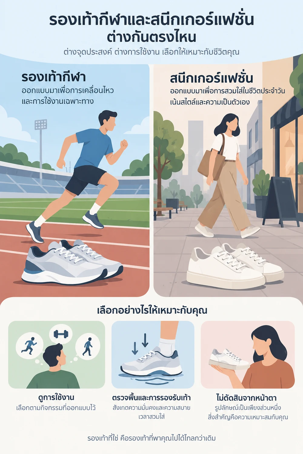 รองเท้ากีฬาและสนีกเกอร์แฟชั่นต่างกันตรงไหน