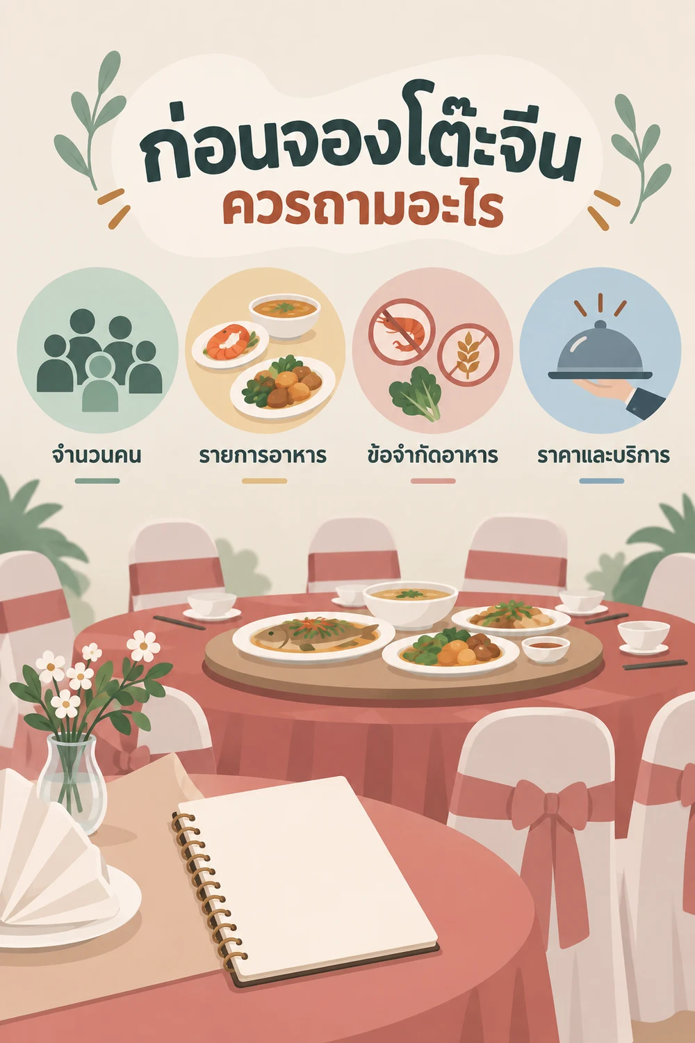 ก่อนจองโต๊ะจีนควรถามอะไร