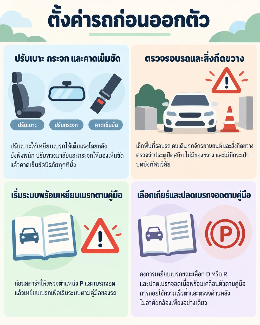 ตั้งค่ารถก่อนออกตัว