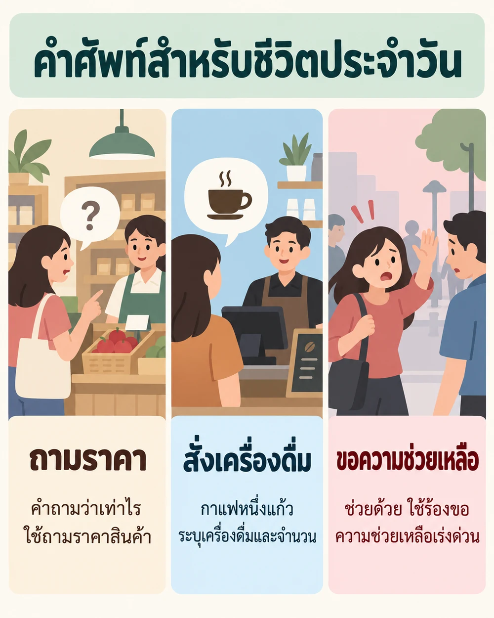คำศัพท์ภาษาจีนสำหรับซื้อของและชีวิตประจำวัน