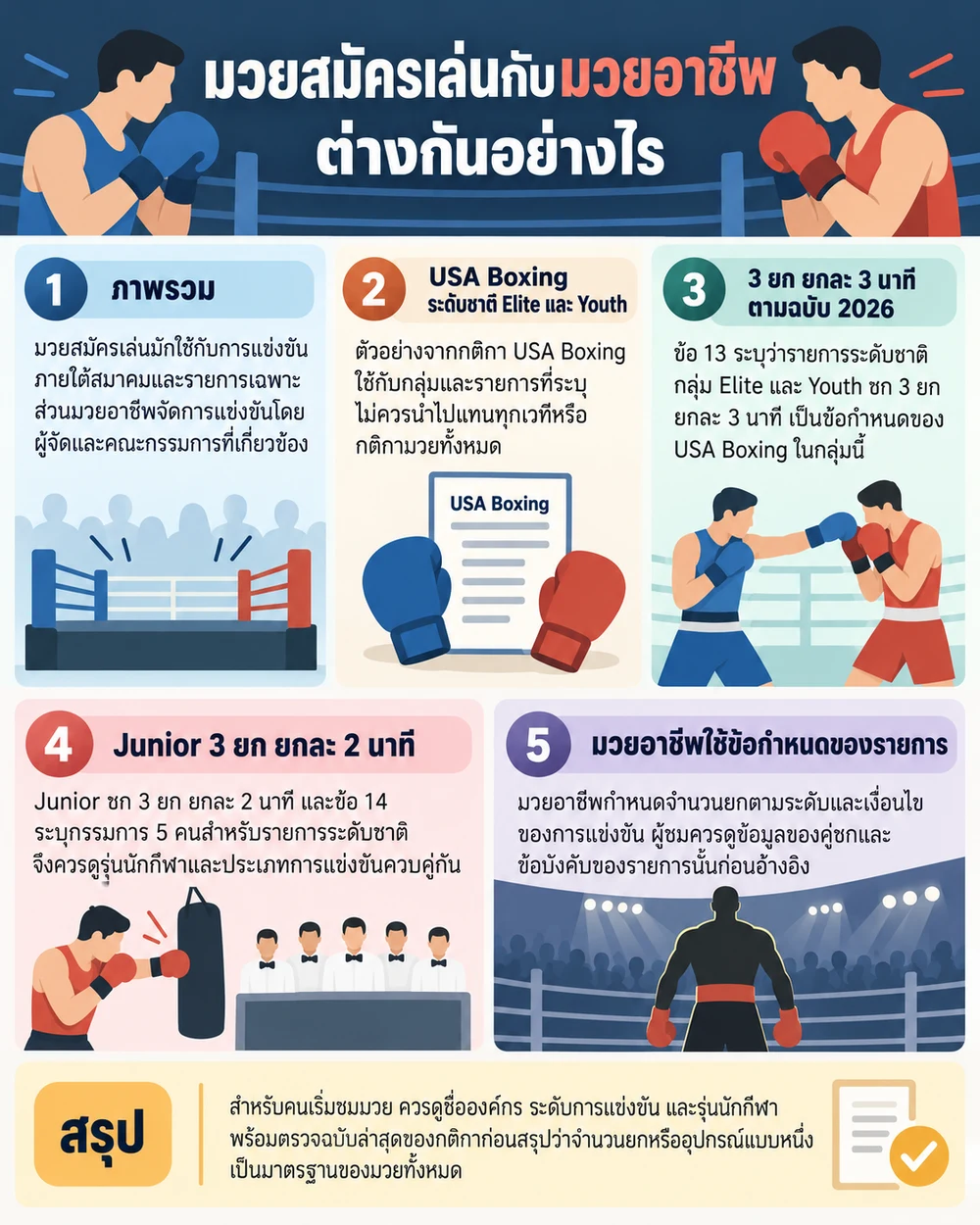 มวยสมัครเล่นกับมวยอาชีพต่างกันอย่างไร