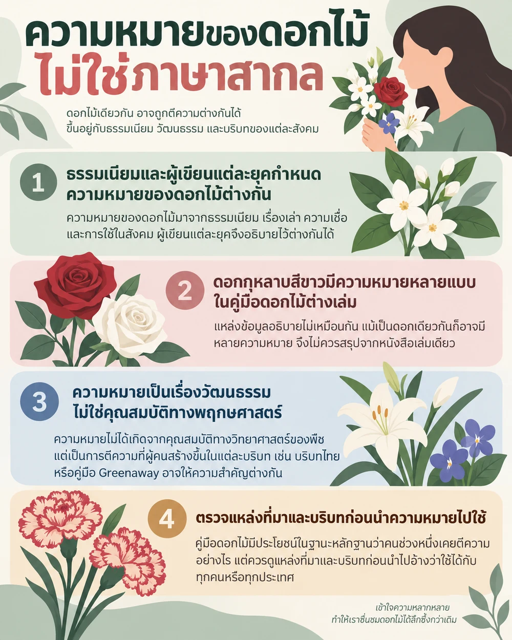 ความหมายของดอกไม้ไม่ใช่ภาษาสากล