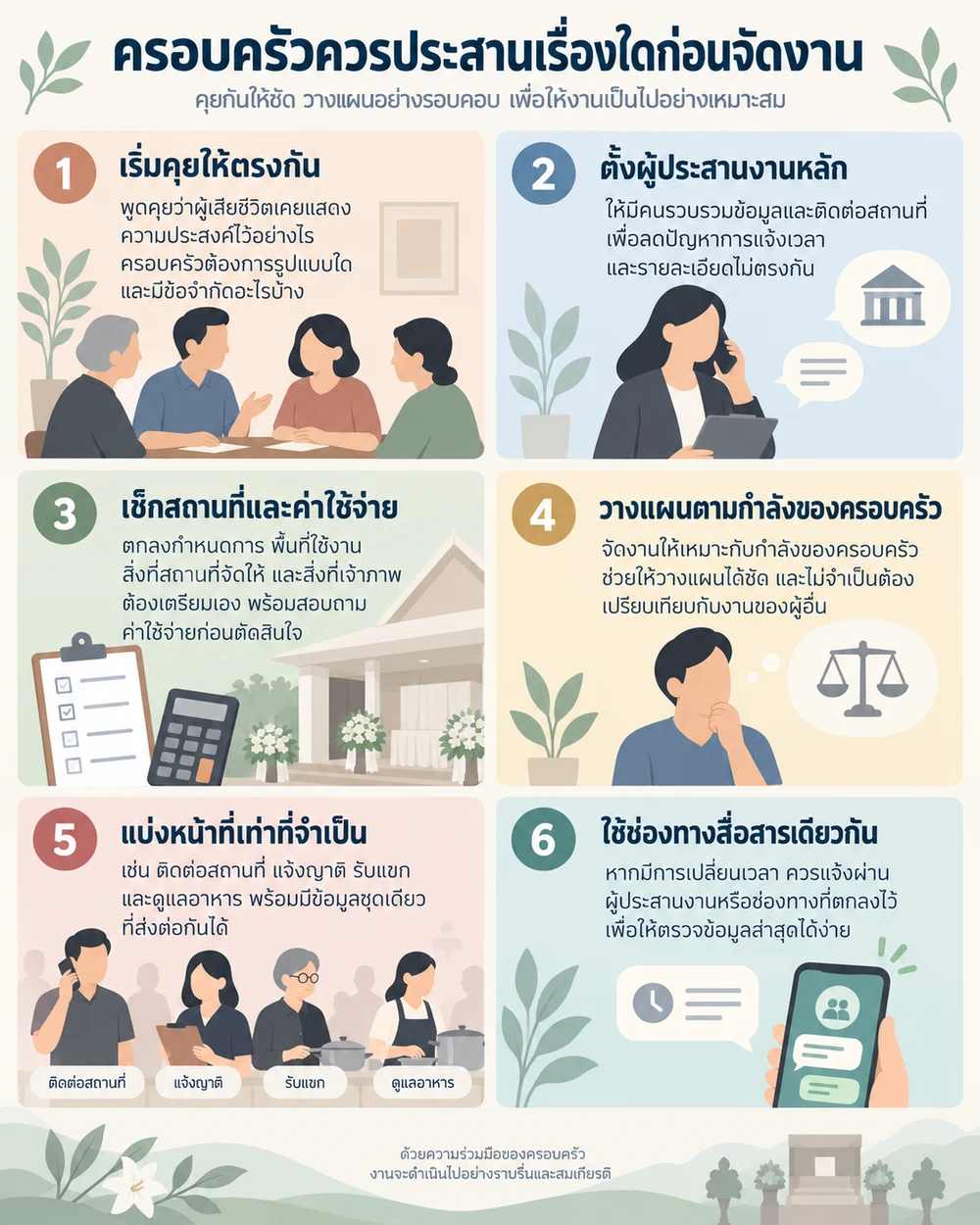 ครอบครัวควรประสานเรื่องใดก่อนจัดงาน