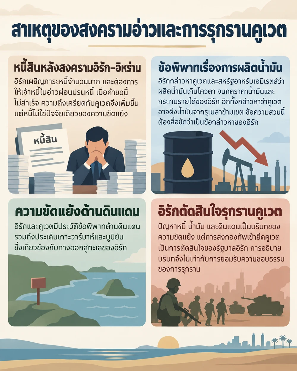 สาเหตุของสงครามอ่าวและการรุกรานคูเวต