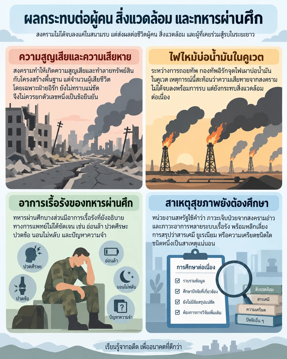 ผลกระทบต่อผู้คน สิ่งแวดล้อม และทหารผ่านศึก