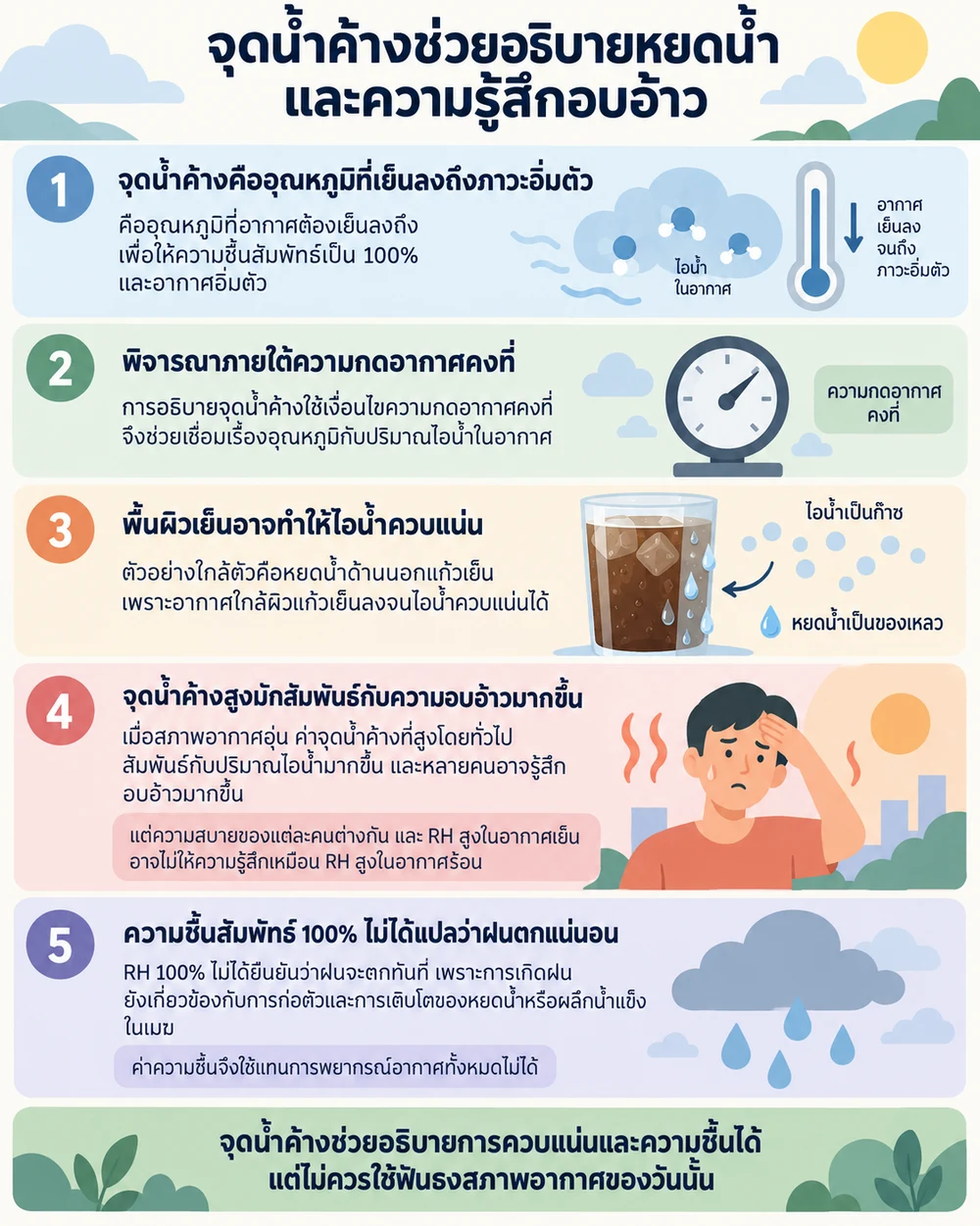 จุดน้ำค้างช่วยอธิบายหยดน้ำและความรู้สึกอบอ้าว