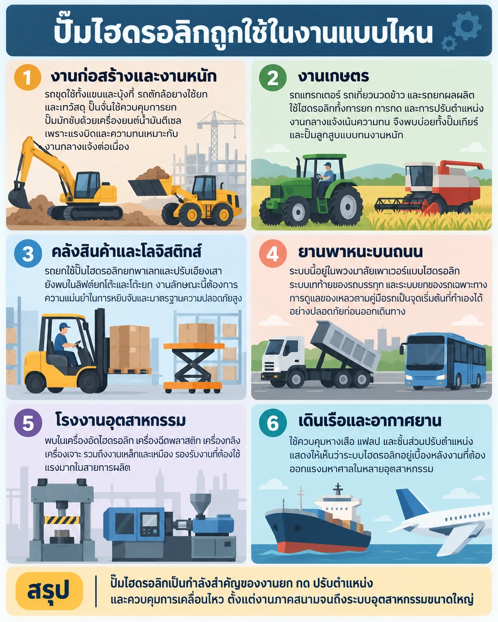 ปั๊มไฮดรอลิกถูกใช้ในงานแบบไหน