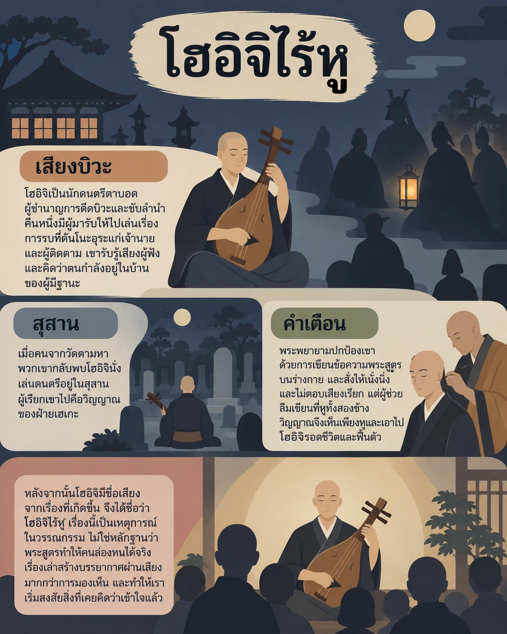 โฮอิจิไร้หู นักดนตรีที่เล่นให้ผู้ฟังในสุสาน