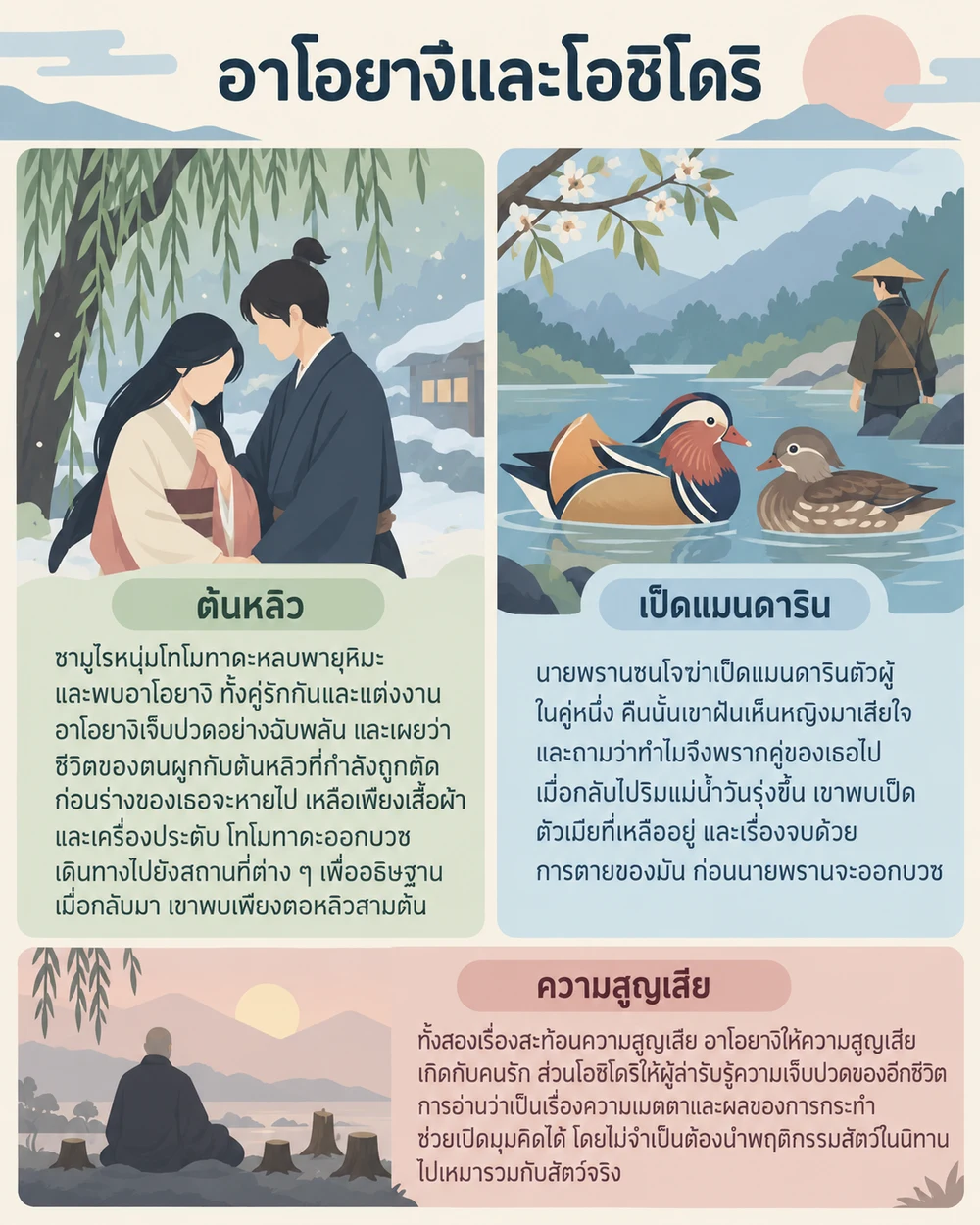 อาโอยางิและโอชิโดริ ความรักที่เปลี่ยนเป็นความสูญเสีย
