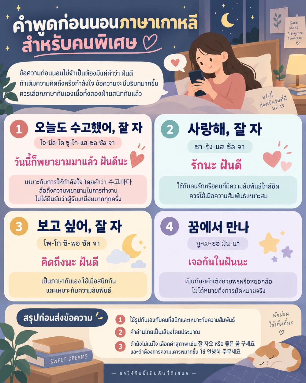 คำพูดก่อนนอนภาษาเกาหลีสำหรับคนพิเศษ