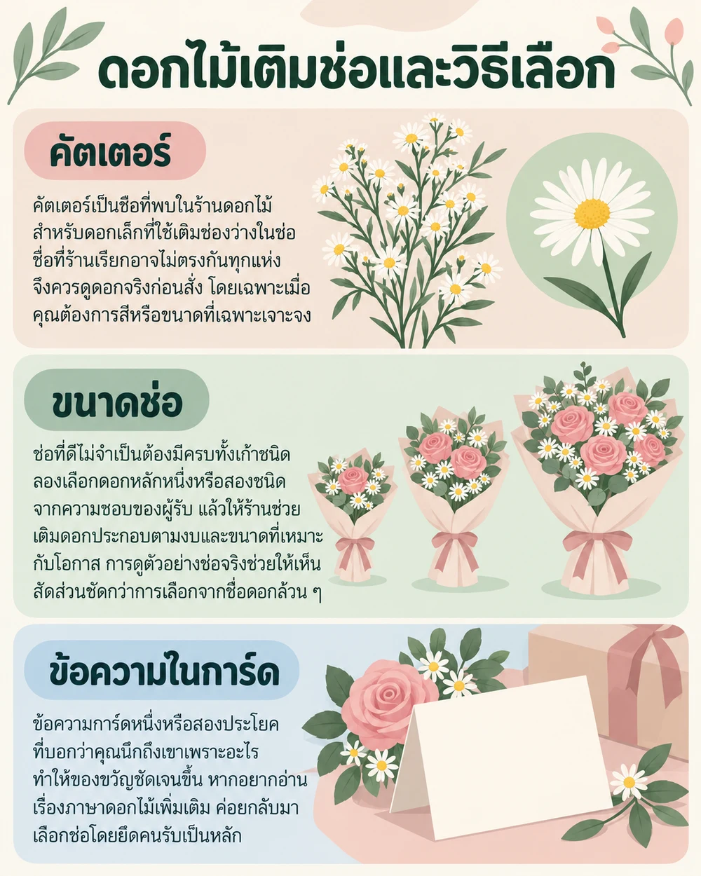 ดอกคัตเตอร์กับวิธีเลือกช่อให้ตรงใจ