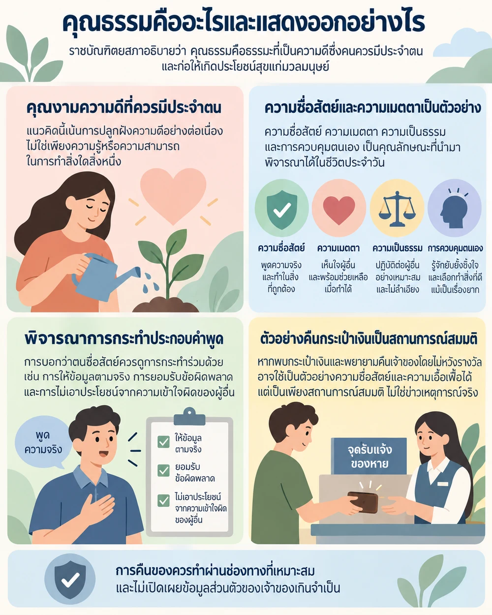 คุณธรรมคืออะไรและแสดงออกอย่างไร