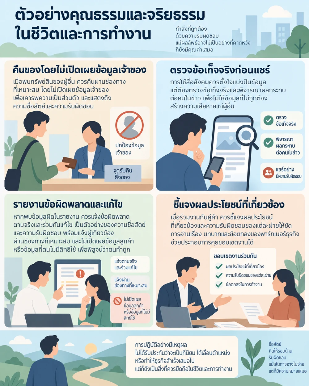 ตัวอย่างคุณธรรมและจริยธรรมในชีวิตและการทำงาน
