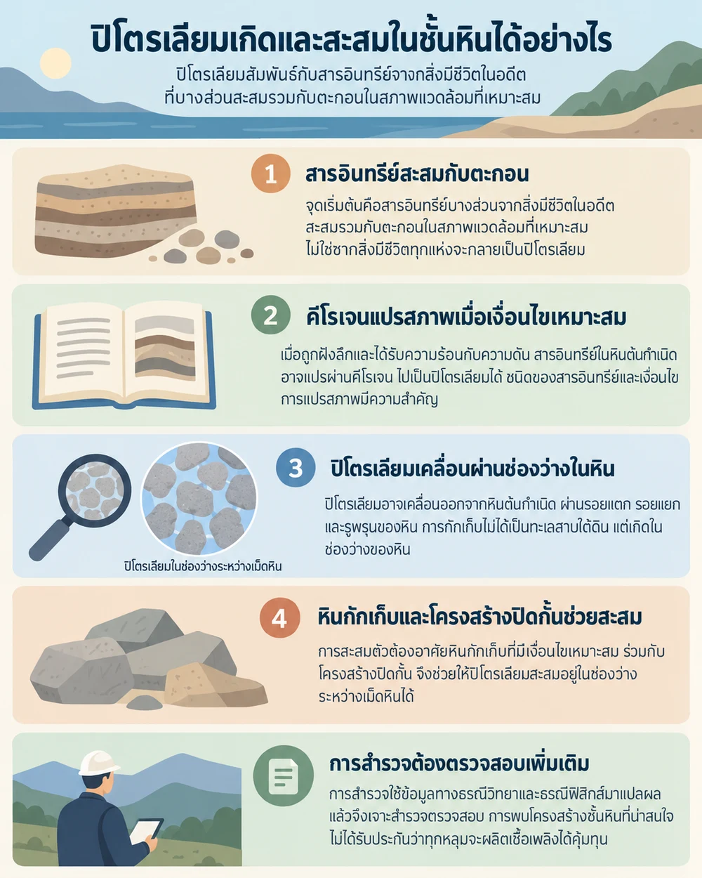 ปิโตรเลียมเกิดและสะสมในชั้นหินได้อย่างไร