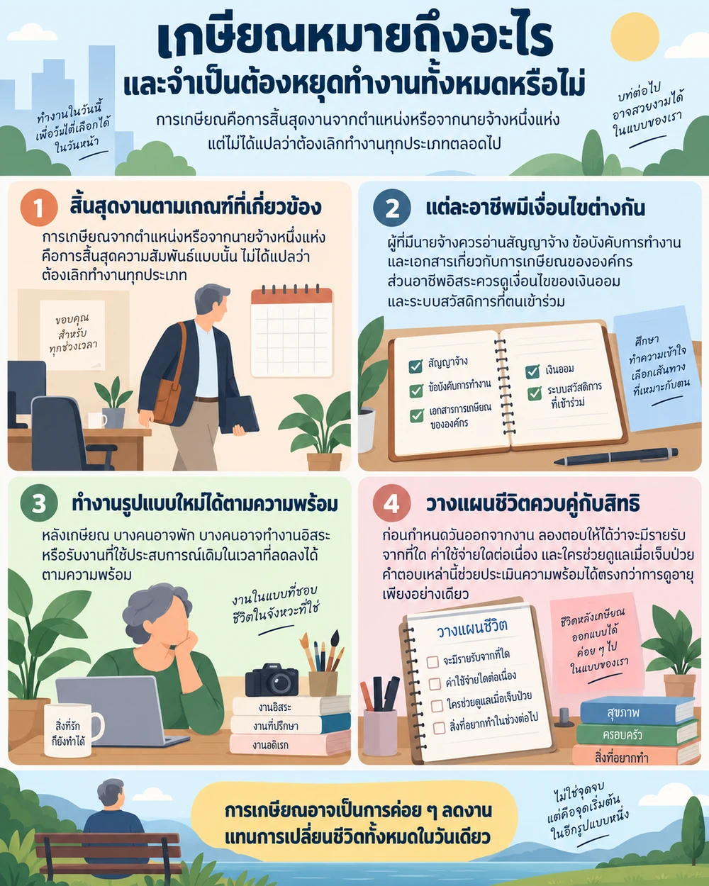 เกษียณหมายถึงอะไร และจำเป็นต้องหยุดทำงานทั้งหมดหรือไม่