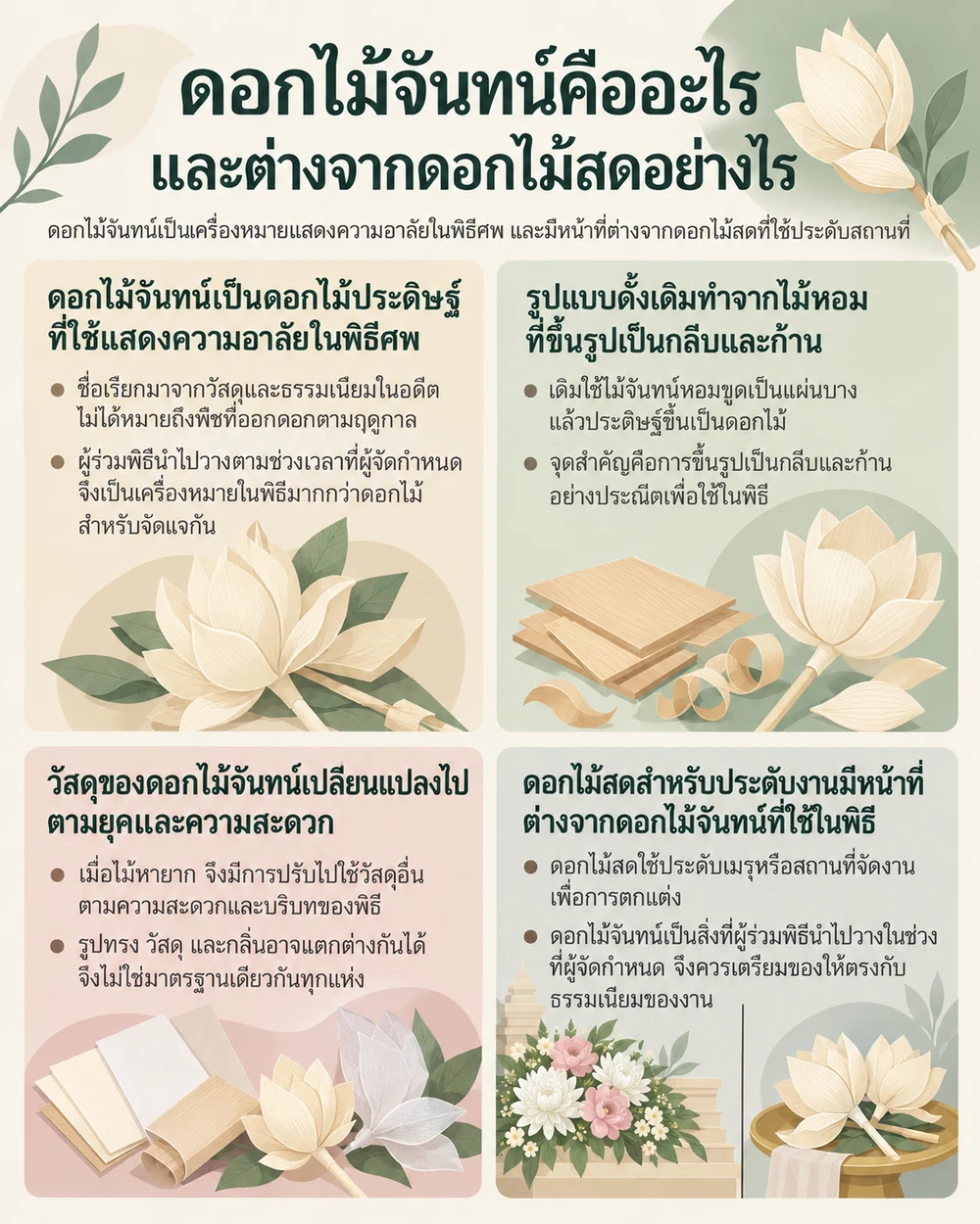 ดอกไม้จันทน์คืออะไร และต่างจากดอกไม้สดอย่างไร