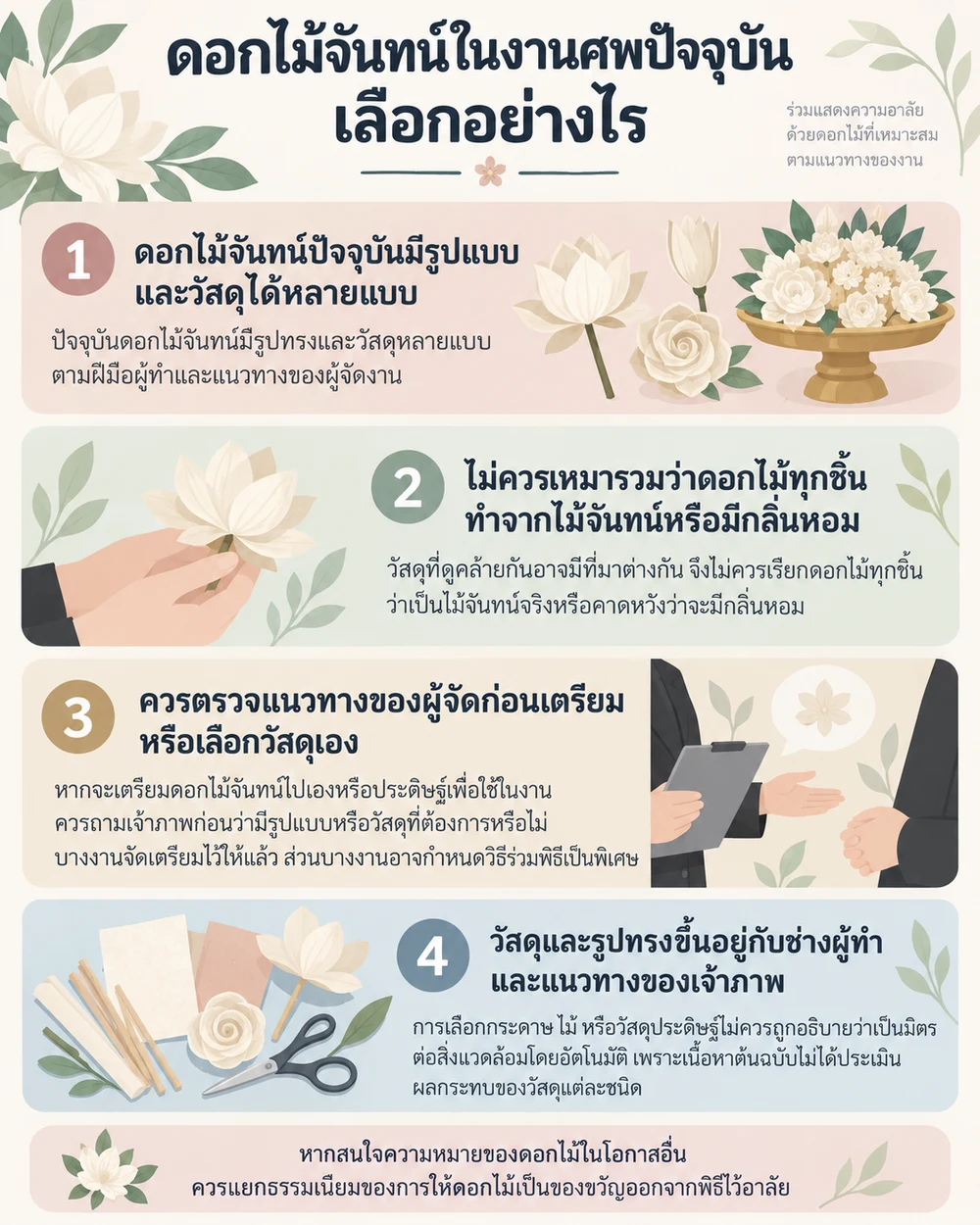 ดอกไม้จันทน์ในงานศพปัจจุบัน เลือกอย่างไร