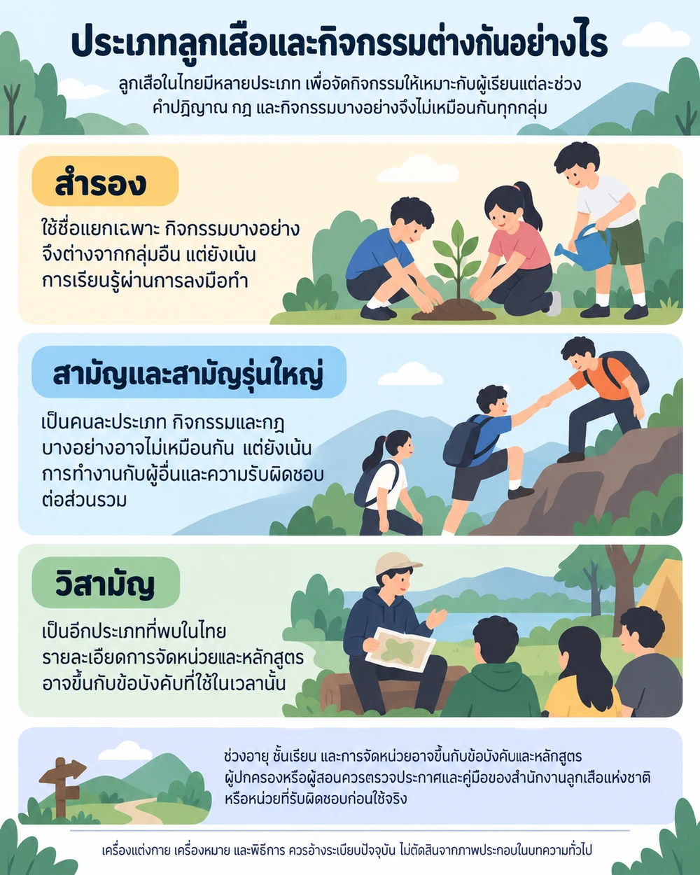 ประเภทลูกเสือและกิจกรรมต่างกันอย่างไร