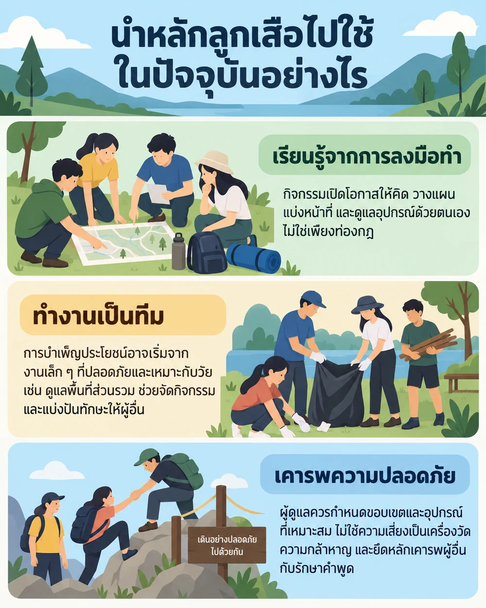 นำหลักลูกเสือไปใช้ในปัจจุบันอย่างไร