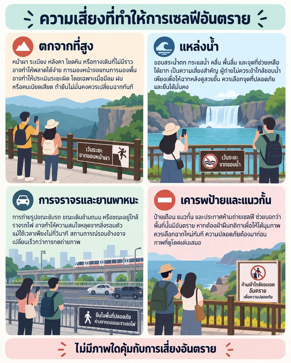 ความเสี่ยงที่ทำให้การเซลฟีอันตราย