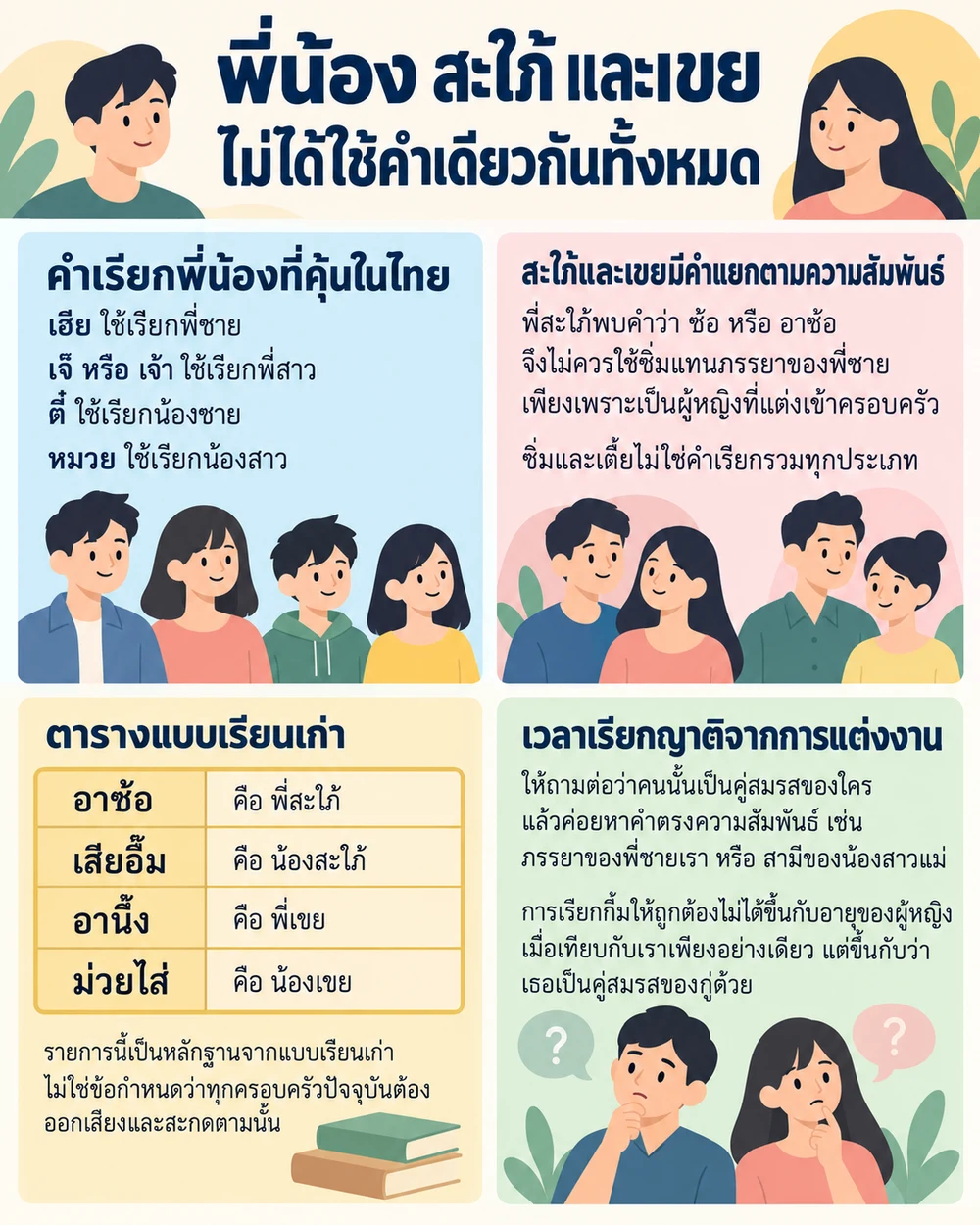 พี่น้อง สะใภ้ และเขย ไม่ได้ใช้คำเดียวกันทั้งหมด