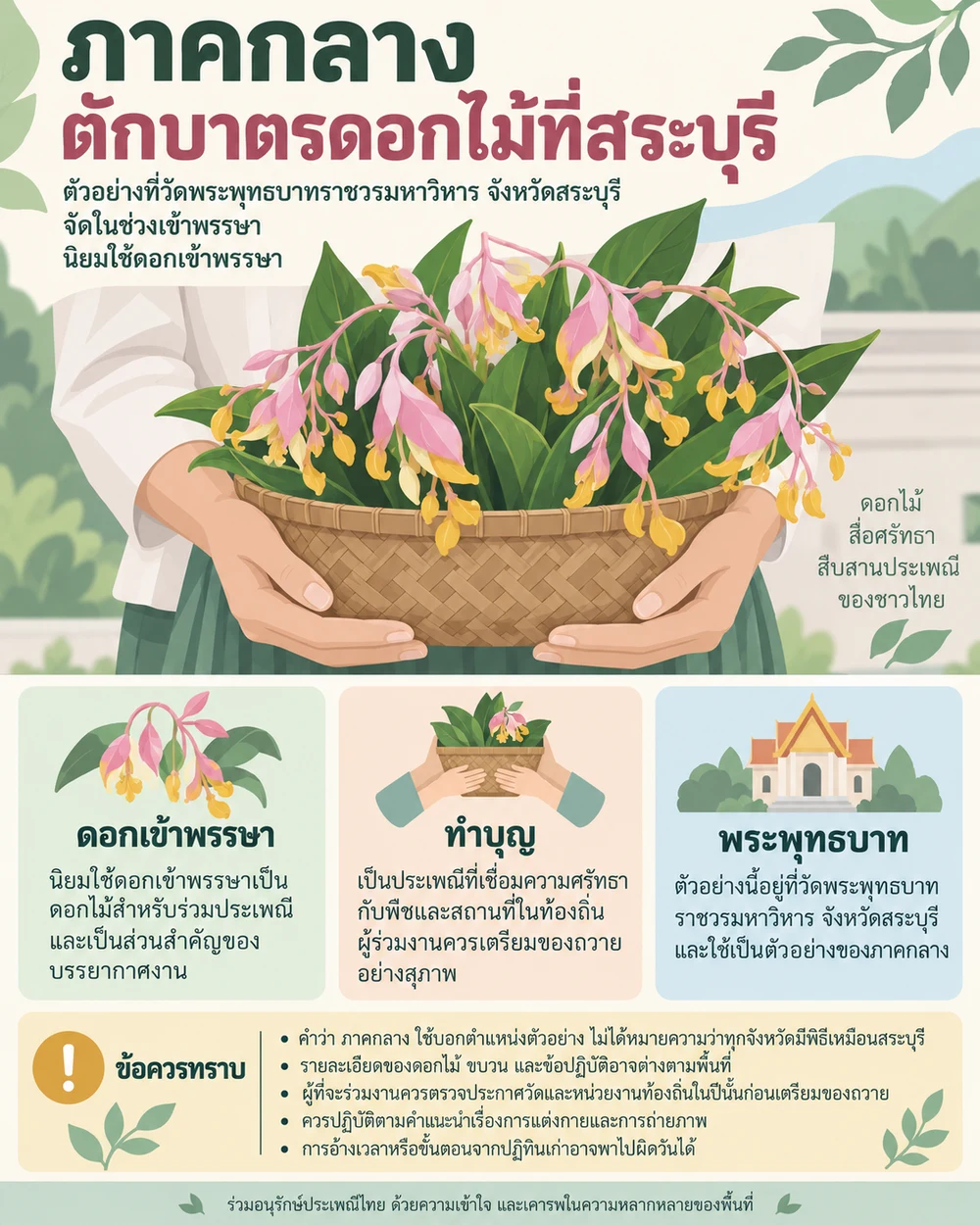 ภาคกลาง: ตักบาตรดอกไม้ที่สระบุรี