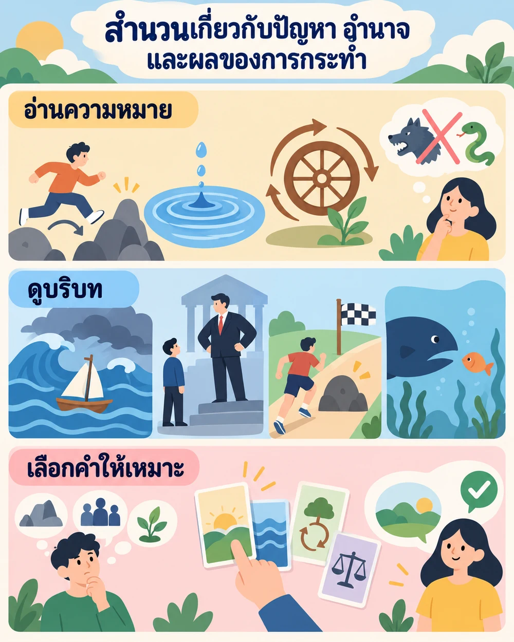 สำนวนเกี่ยวกับปัญหา อำนาจ และผลของการกระทำ