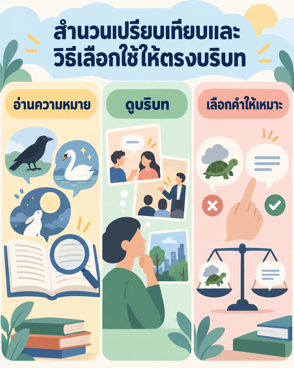 สำนวนเปรียบเทียบและวิธีเลือกใช้ให้ตรงบริบท