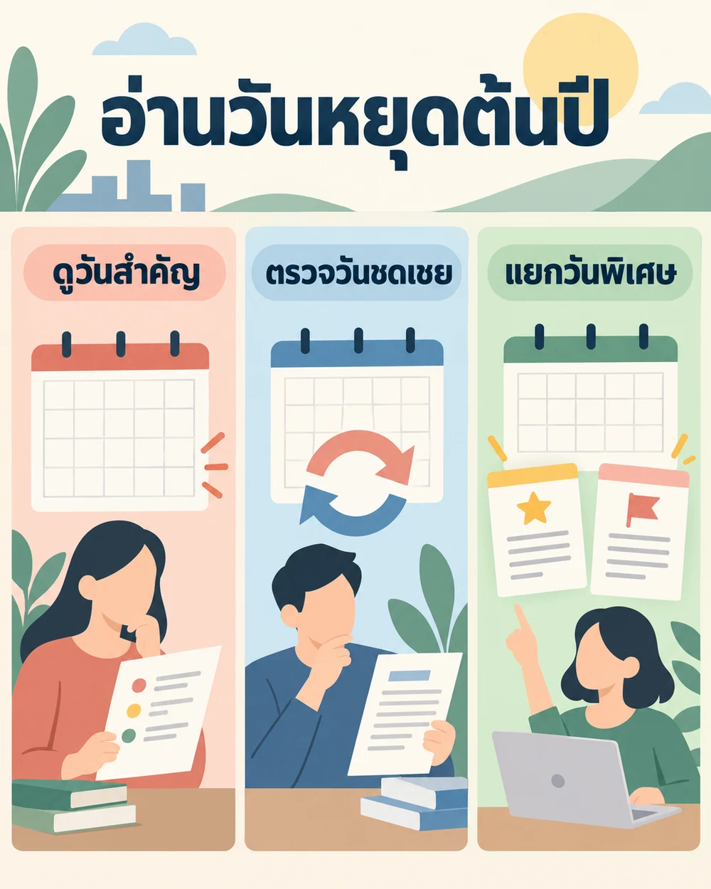ตารางวันหยุดช่วงมกราคมถึงมิถุนายน 2562