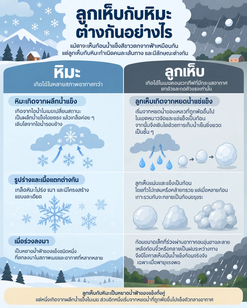 ลูกเห็บกับหิมะต่างกันอย่างไร