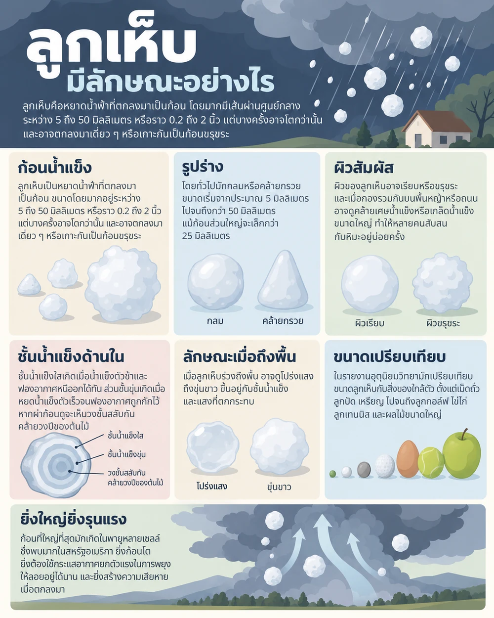 ลูกเห็บมีลักษณะอย่างไร
